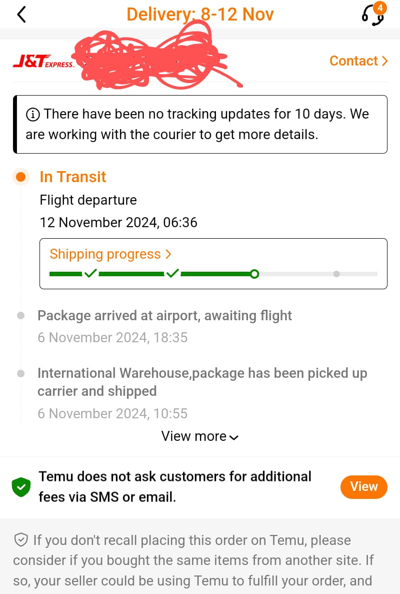 Combien de temps dure le statut « in transit » ?