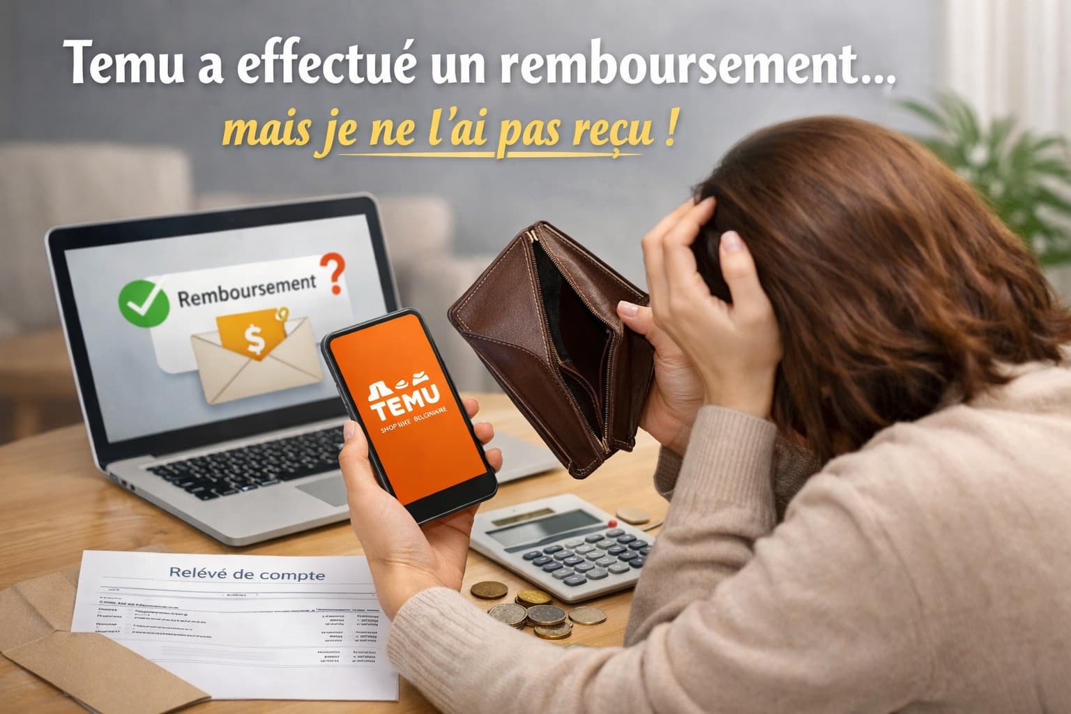 Temu a effectué un remboursement mais je ne l’ai pas reçu
